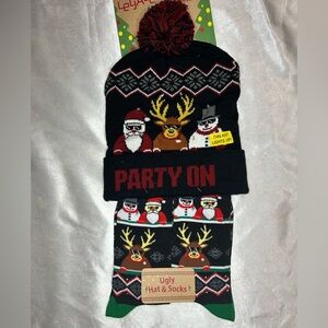 Ugly Christmas Beanie and Socks Set